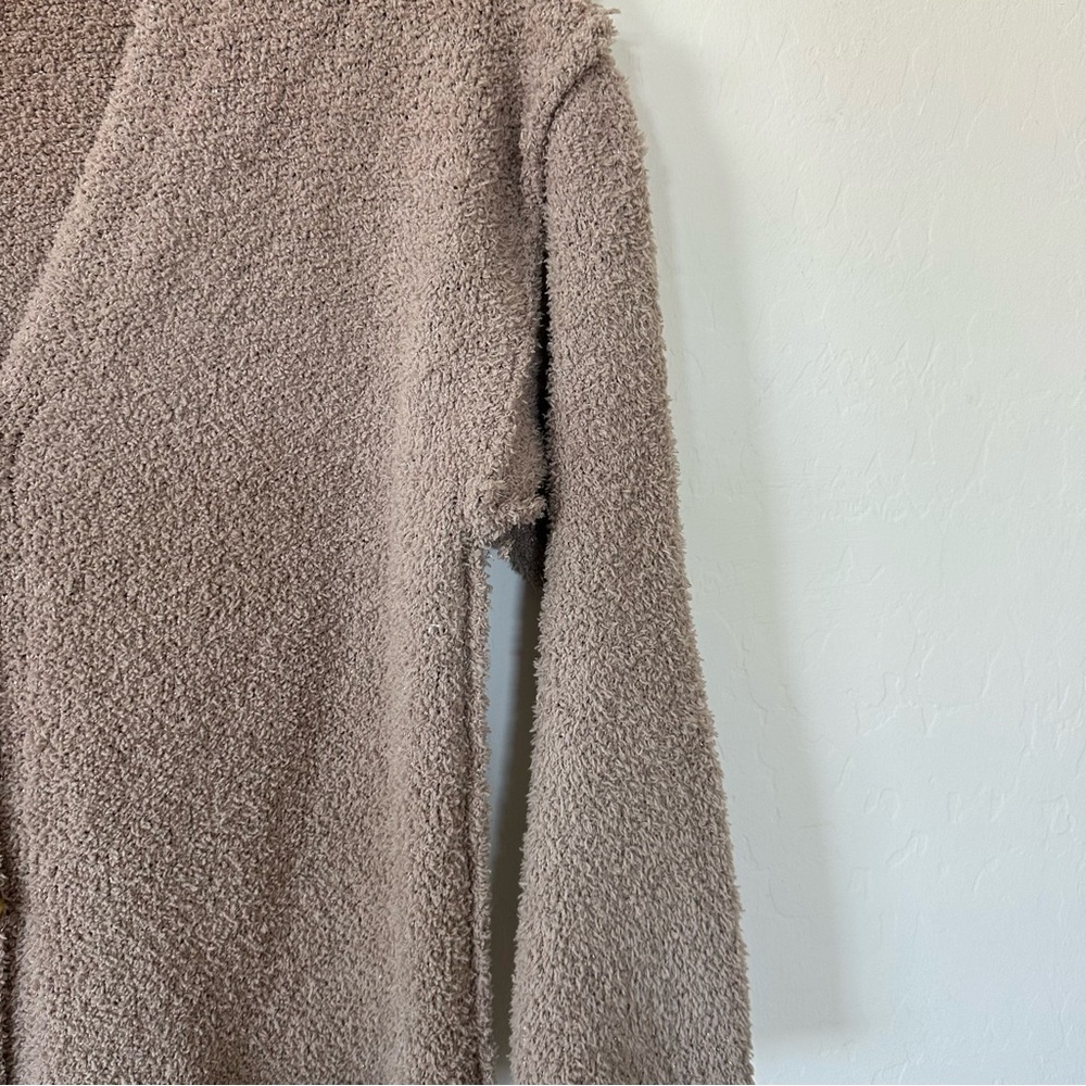Democracy Tan Metallic Gold Cozy Soft Teddy Button Down Cardigan Medium - Picture 4 of 8